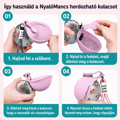 NyalóMancs kutyás kulacs beépített tállal